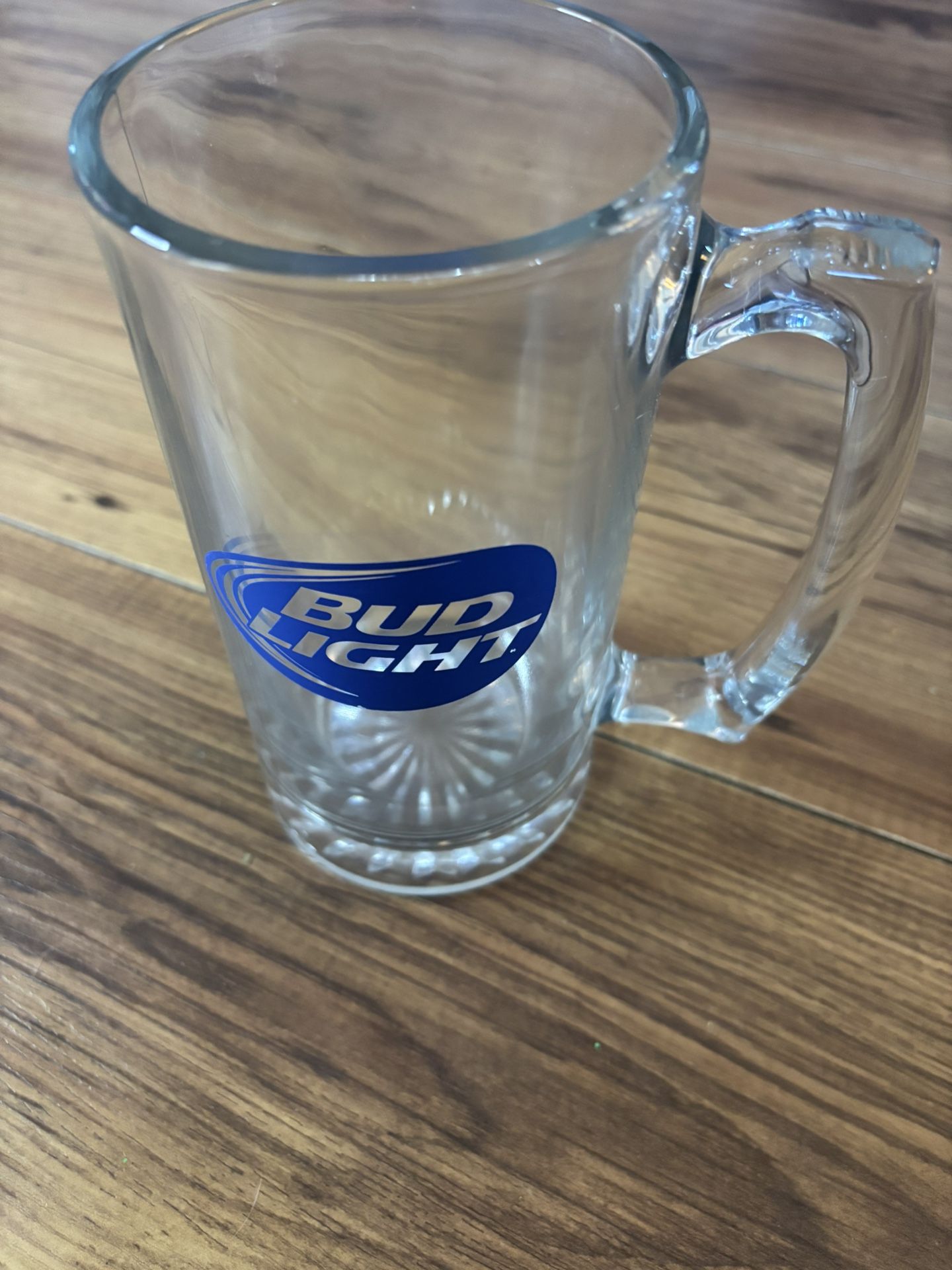 Retro 1990s Bud Light Blue on Clear Old Heavy Glass 
