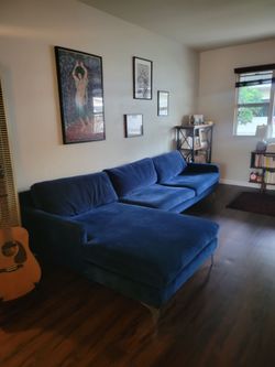Blue sectional couch allmodern Jones 2