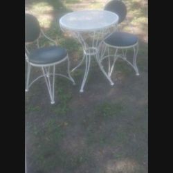 Metal Table With 2 Chairs Included 