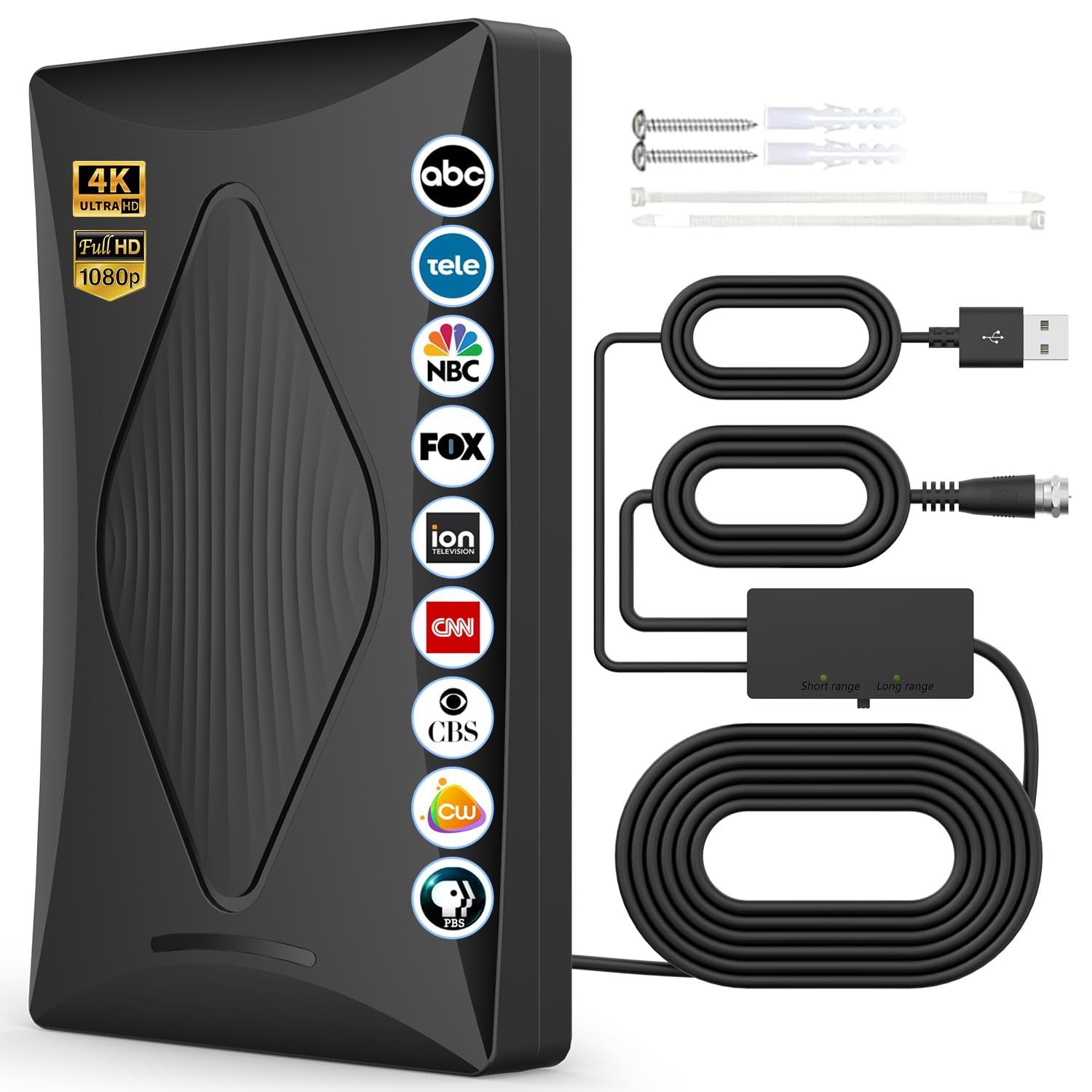 Amplified HDTV Antenna β 2200+ Miles Range | Local Channels | Signal Booster Included