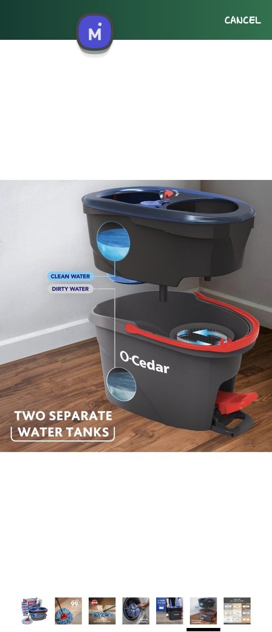 O-Cedar RinseClean Spin Mop & Bucket System | Clean with Clean Water | Removes 99% of Bacteria