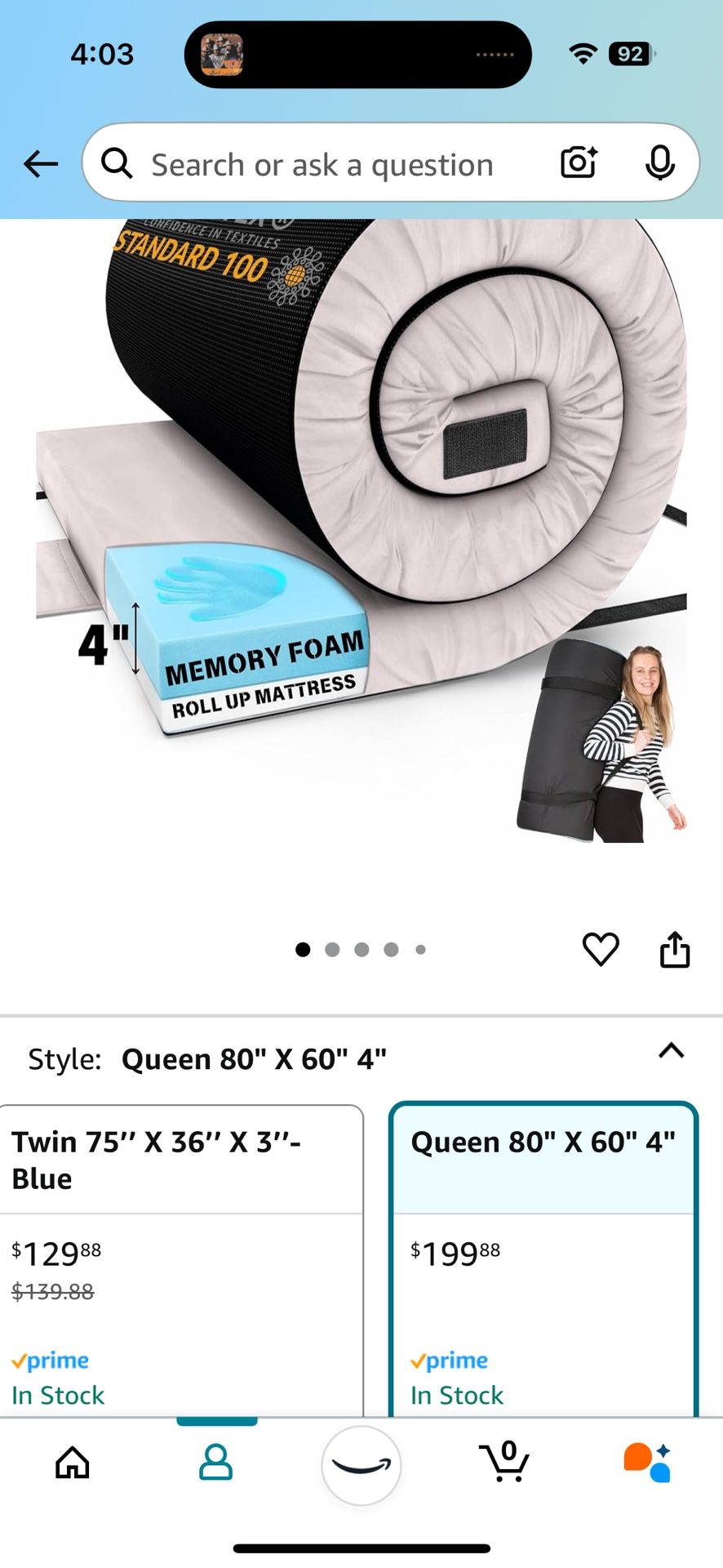 Queen Memory Camping Mattress