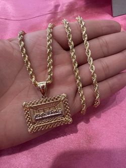 14k Gold 4mm 26in Hollow Rope W Last Supper Pendant