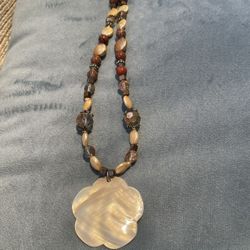 Beaded Necklace With Shell Pendant
