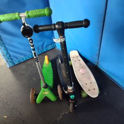 $20 Firm, Yes, It's Available, All Only, Kids Scooters & Mini Board. All Work. The Scooters have lights & batteries, one has a bell. Good condition 