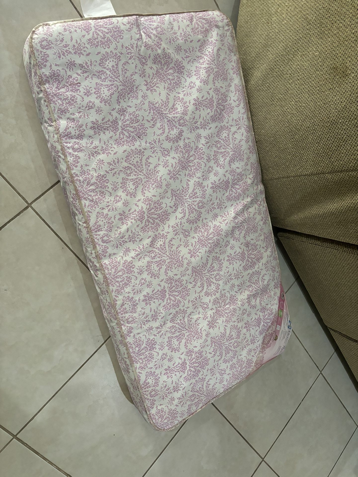 Pink Sealy Ortho Rest baby crib and toddler mattress