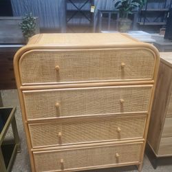 Light Honey Rattan 4 Drawer Chest (New)