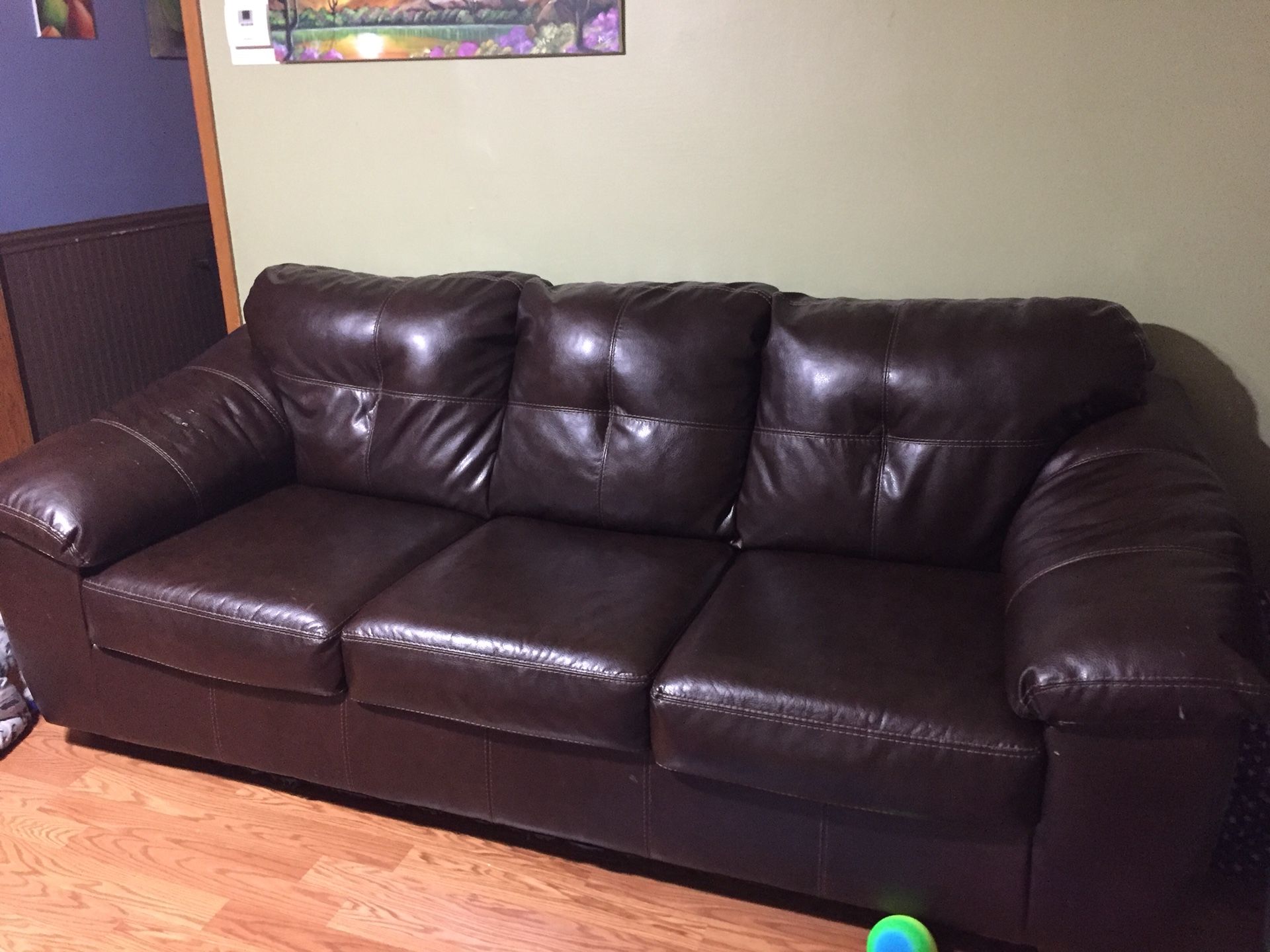 Leather sofa and twin bed frame