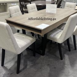 7 Pc Oak Dining Table Set Brand New In Box