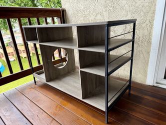 Elegant Wood And Black Metal Shelf