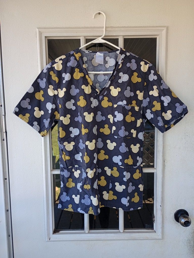 Disney Women’s Scrubs Top Size Small Faded black