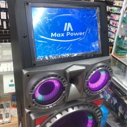 Max power 15”2 Woofer, Bluetooth Touch Screen Speaker 10000W New In Box With Microphone & Remote 