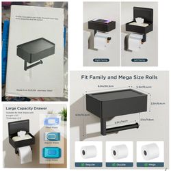 Stainless Steel Toilet Paper Holder with Shelf Organizer