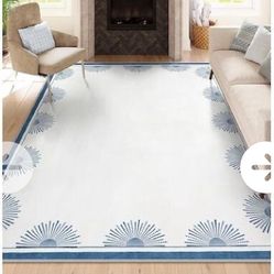 8x10ft Hedlive Modern Blue/White Sun Print Area...