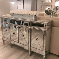 Mirrored Cabinet Antique Silver Design Large Cabinet Accent