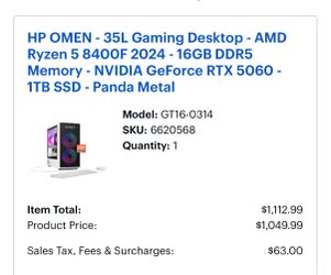 HP OMEN - 35L Gaming Desktop - AMD Ryzen 5 8400F 2024 - 16GB DDR5 Memory - NVIDIA GeForce RTX 5060 - 1TB SSD - Panda Metal