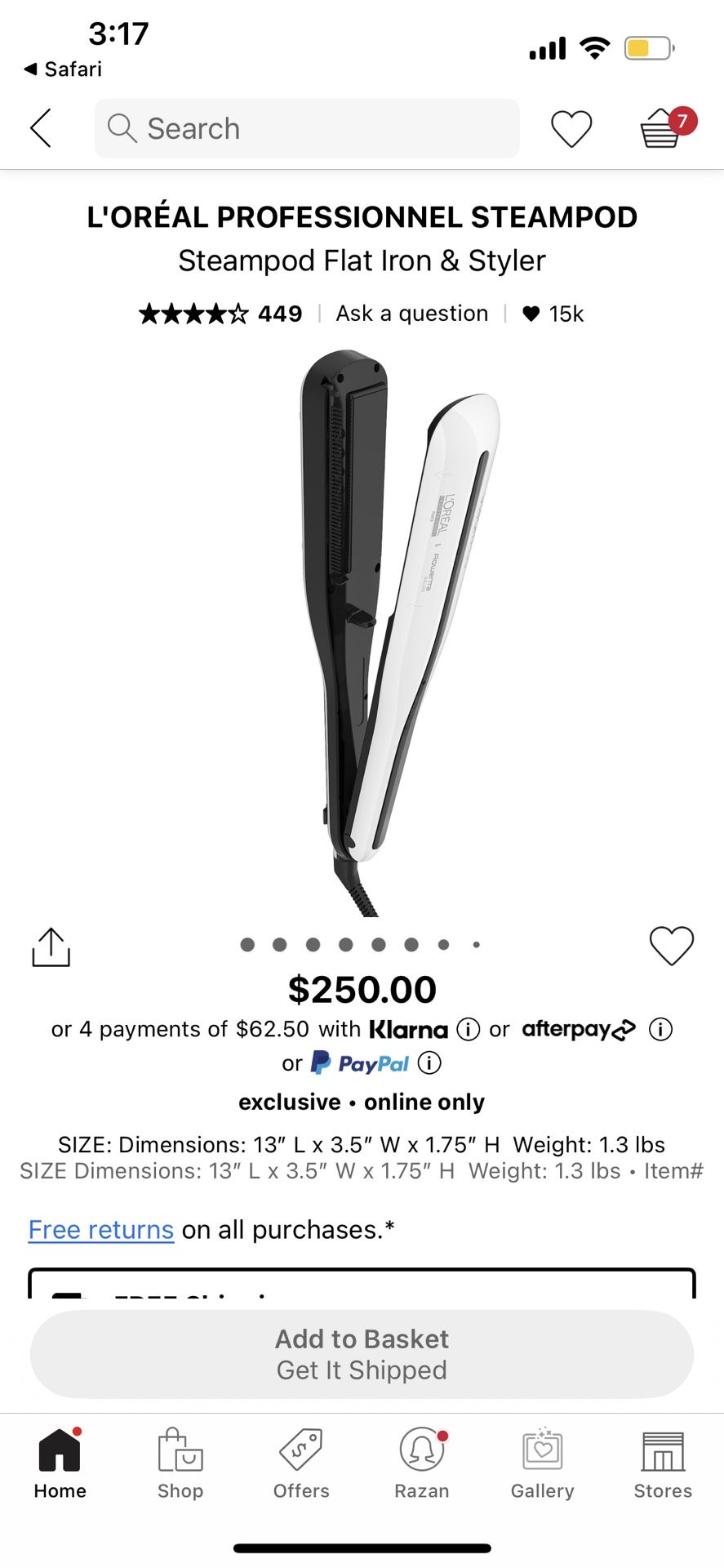 L'Oréal professionnel Steampod 3.0 Steam Powered Flat Iron & Hair Straightener & Styling Tool