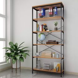 5 Shelf Metal & Wood Bookshelf