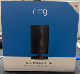 Ring Stick Up Cam Plug-In 1080p HD Indoor/Outdoor Wi-Fi Alexa 2-Way Black