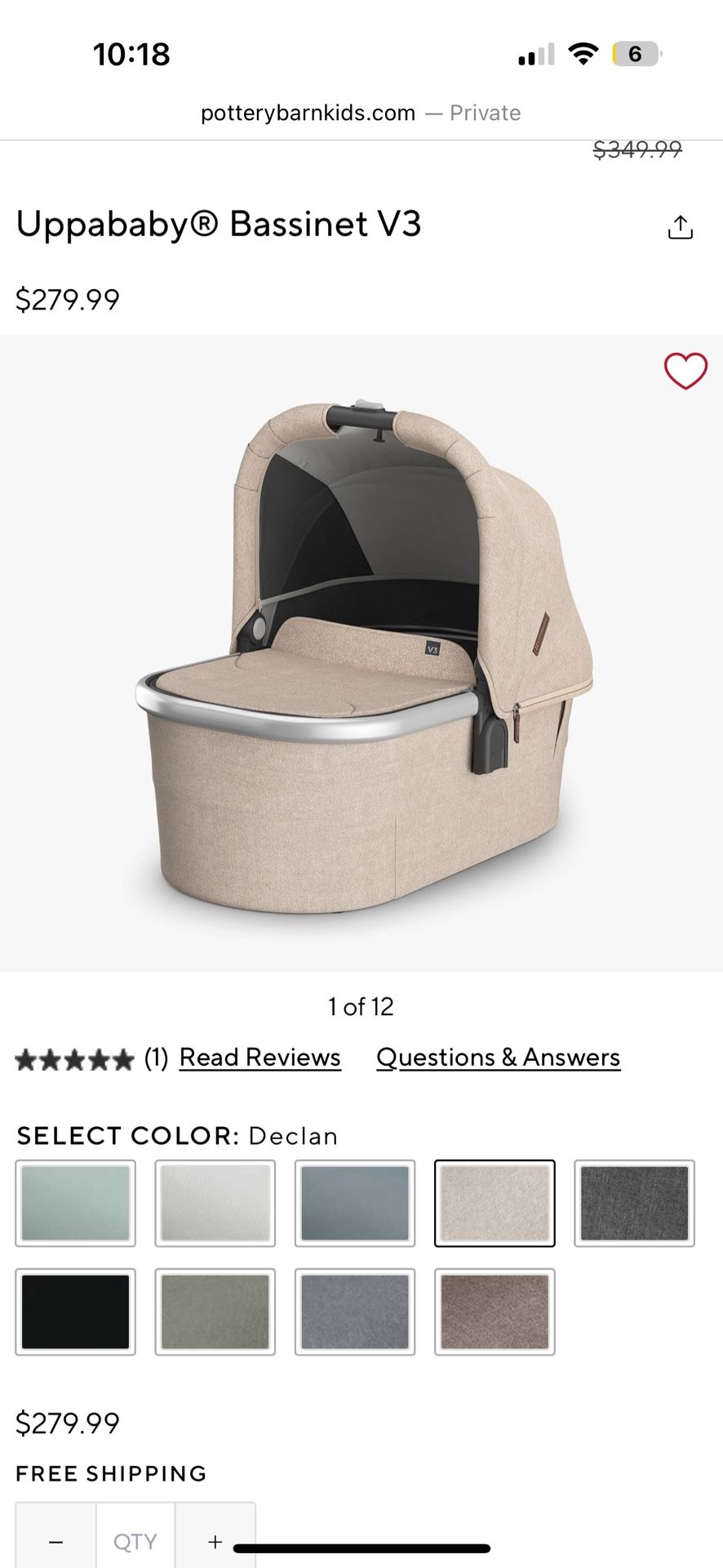 Uppa Vista Baby  Bassinet For Stroller