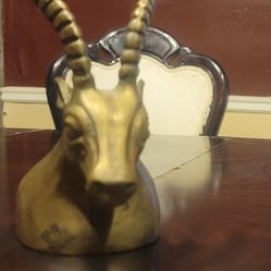 Solid Brass Antelope Gazelle Head MCM Style