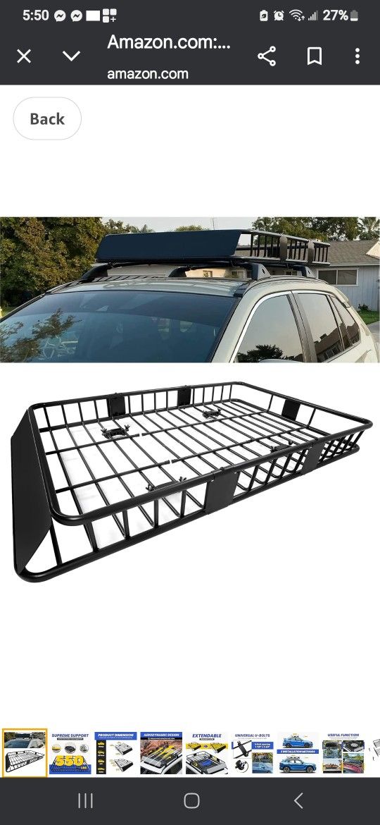 67" x 39" x 5.1'' Universal Roof Rack Cargo Carrier Basket with Extension Heavy Duty Steel Car SUV Top Luggage Storage Holder Basket for Travel 55OLBS
