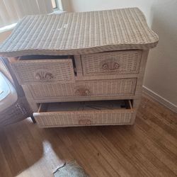 Beautiful white sturdy wicker dresser and nightstand