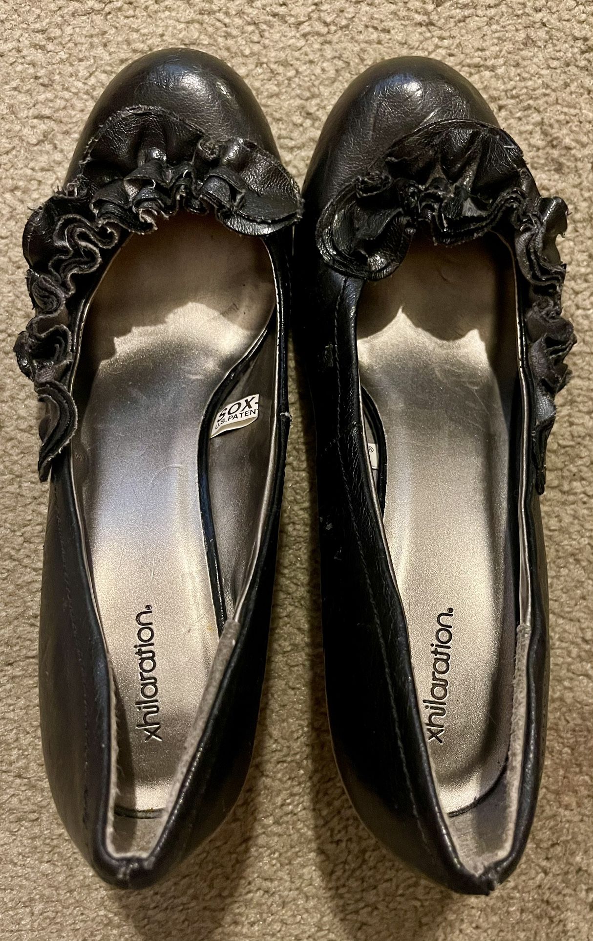 Xhilaration Black Small Heels With Ruffle Detail