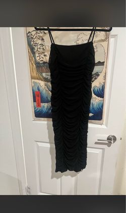 AFRM Black Ruched Maxi Dress | Spaghetti Strap Bodycon Dress