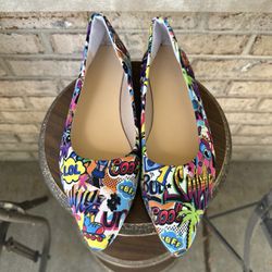 Woman’s Pop Art Graffiti Pattern Flat Shoes