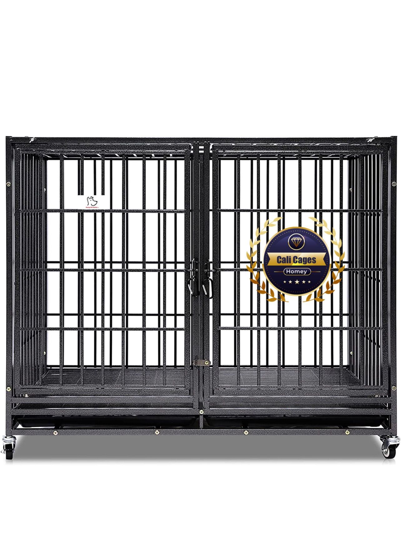 Dog Pet Cage Kennel Size 43” Tube Thick Bar With Divdier And Trays New In Box