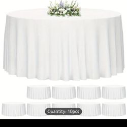 White Round Tablecloth