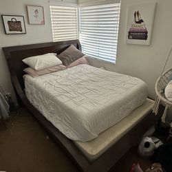 Sleigh Bed Frame Queen  Size And Box Spring 