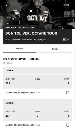 2 TICKETS TO SEE DON TOLIVER-  LAS VEGAS 7/3