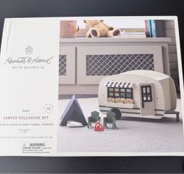 Hearth & Hand Magnolia Wood Camper Dollhouse Tent Toy Set 16 Pieces - NEW
