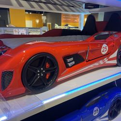 New Race Car 🏎️ Bed LED Wheels 🛞 & Underneath/Magnetic Doors.  92x49x34H.  Free Delivery!