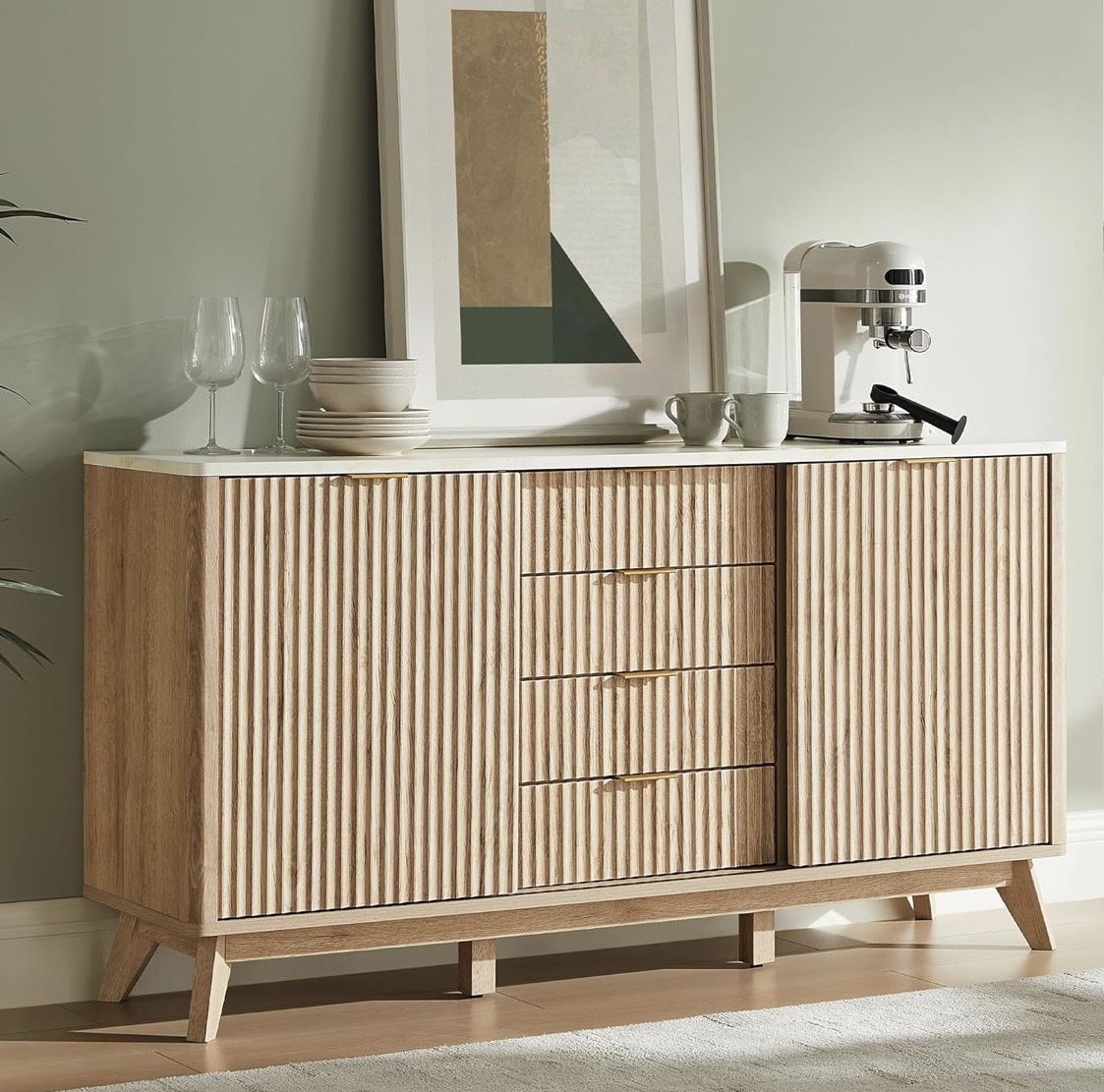 60 In Fluted Buffet Sideboard Cabinet