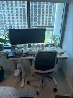 Standing desk with 32” monitor