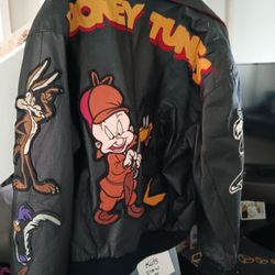 1996 Vintage Looney Tunes 100% Leather Jacket In Great Condition