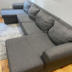 FREE DELIVERY AND INSTALLATION - Katie Gray 3 Piece Double Face Chaise Sectional Bob’s Furniture