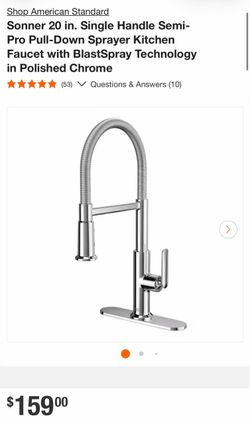 Shop American Standard Sonner 20 in. Single Handle SemiPro Pull-Down Sprayer Kitchen Faucet with BlastSpray Technology in Polished Chrome