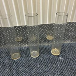 3 tall clear glass cylinder vases