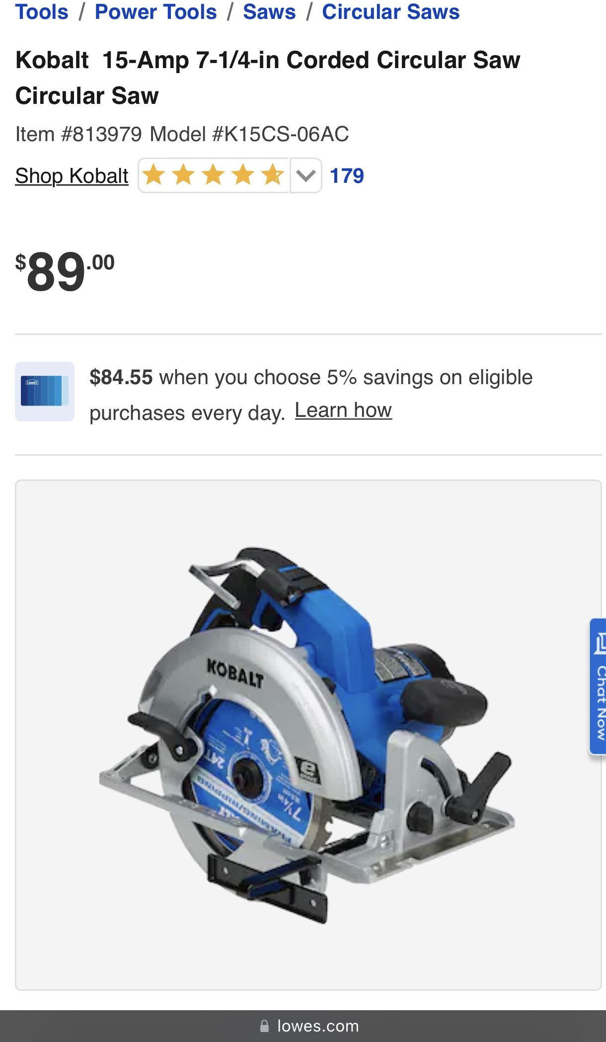 Kobalt Circular Corded Saw Used Time