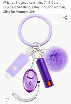 Wristlet Bracelet Keychain, 7in1 Cute Keychain Set