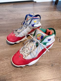 Jordan 6 Rings Multi-Color High Top Sneaker CW7003-100 Men's White Red Amarillo SZ11.5