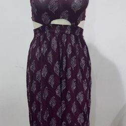 Lua Nova M Jumpsuit Burgundy & Silver Women’s Open Back Sheer Halter Top Medium