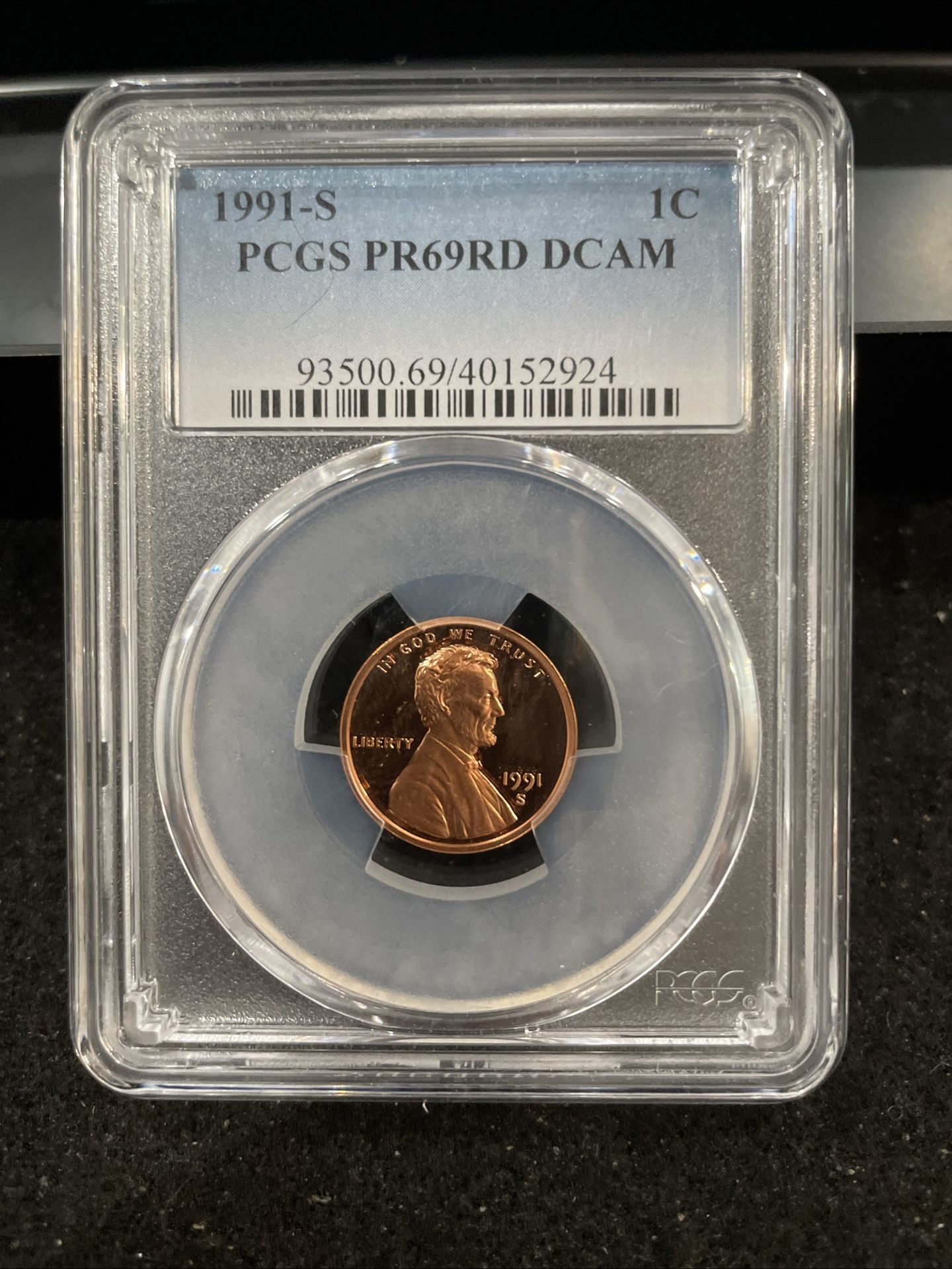 1991 S Gem Proof Lincoln Penny Graded At PR69 With A Deep Cameo 4-19