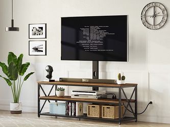 Soporte de TV con soporte y toma de corriente,