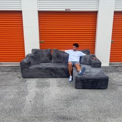 NEW Corduroy Plush Sectional Couch 🚛 SAME DAY DELIVERY
