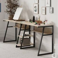 Wayfair Desk in Rustic Brown for Two Setups